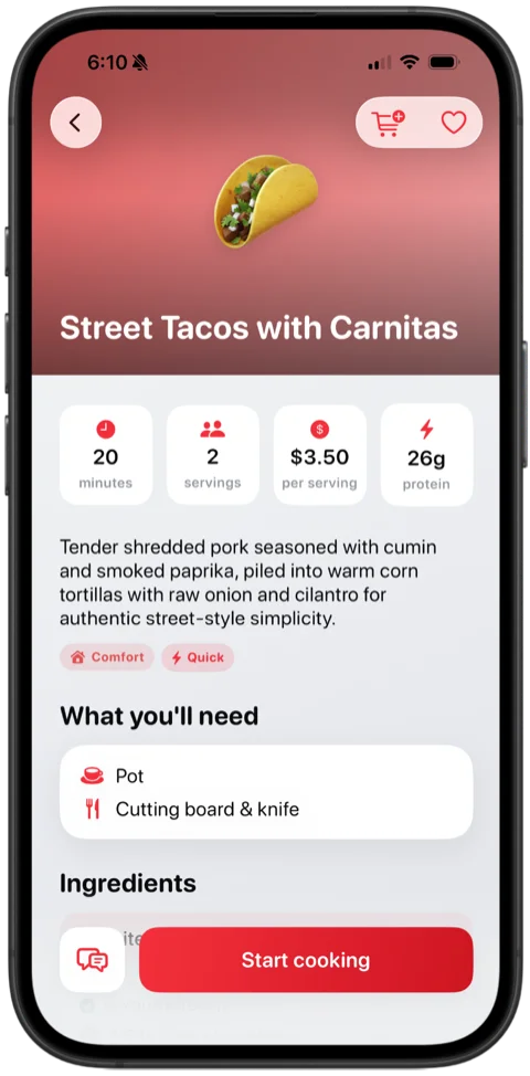 Anychef recipe suggestions